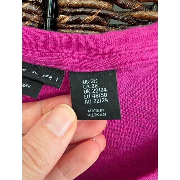 Tahari 100% Linen Short Sleeve Semi Sheer Lagenlook Tee Shirt Top Women's 2X - Picture 4 of 5